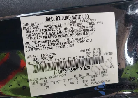 2009 Ford Focus Ses z USA, uszkodzony, nr VIN 1FAHP36N59W151628